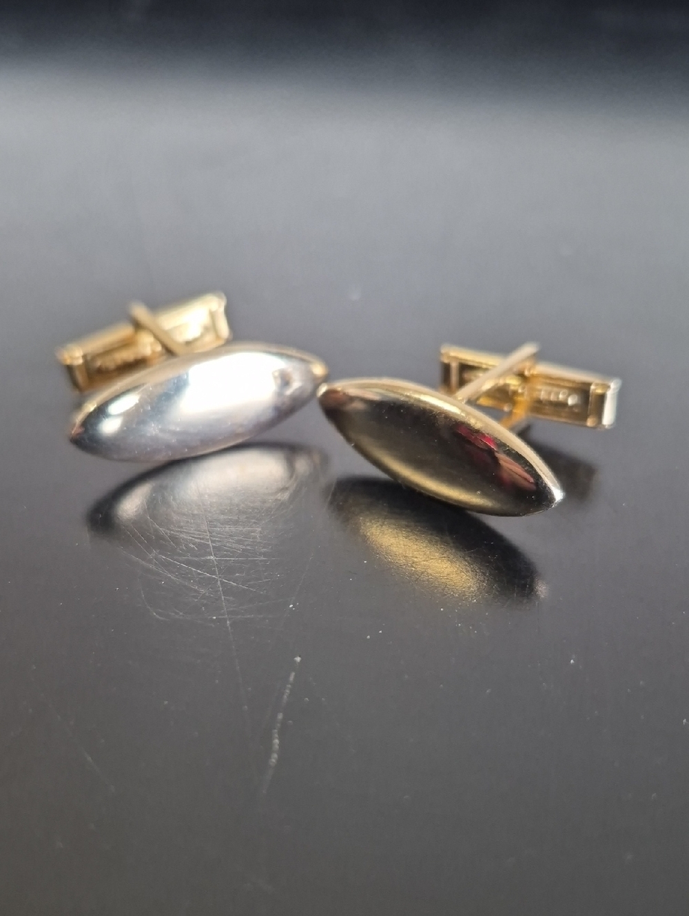 Source Unknown Gold and Silver Oval Cufflinks